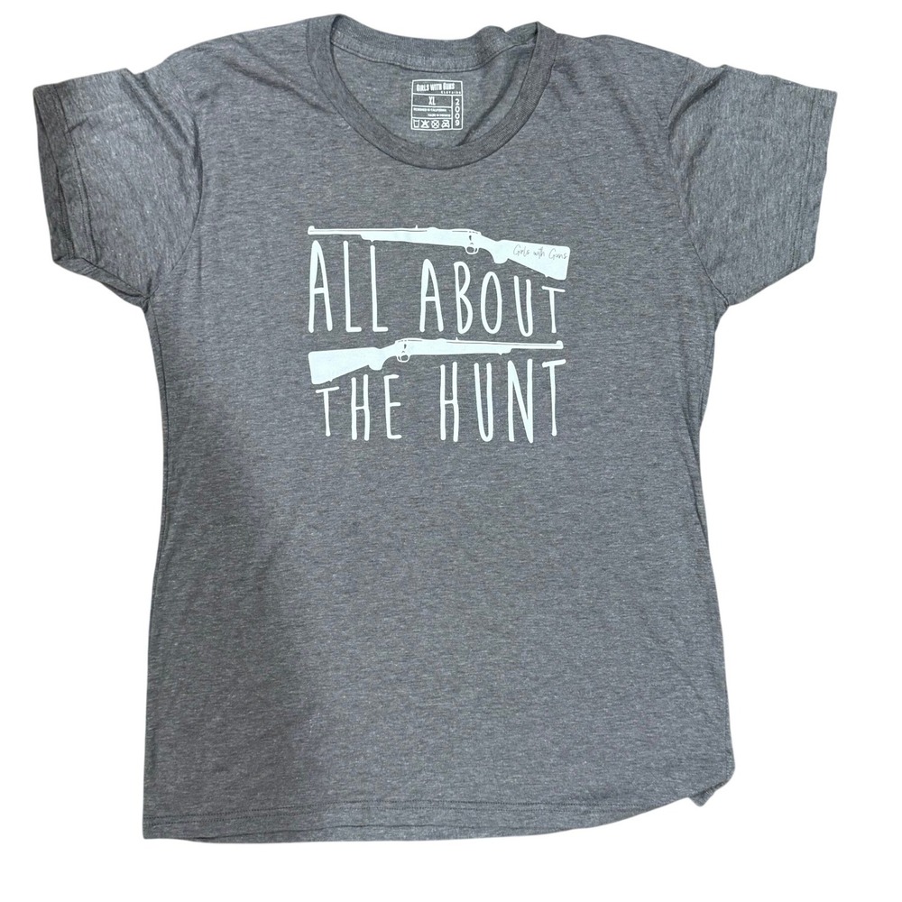 Girls With Guns All About The Hunt Graphic Tee Heather Grey XL